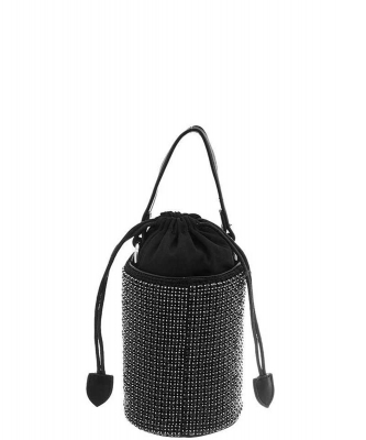 Bold Rhinestone Pave Bucket Shape Bag 6620 BLACK/
